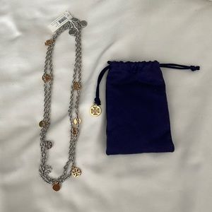Tory Burch logo charm rosary necklace